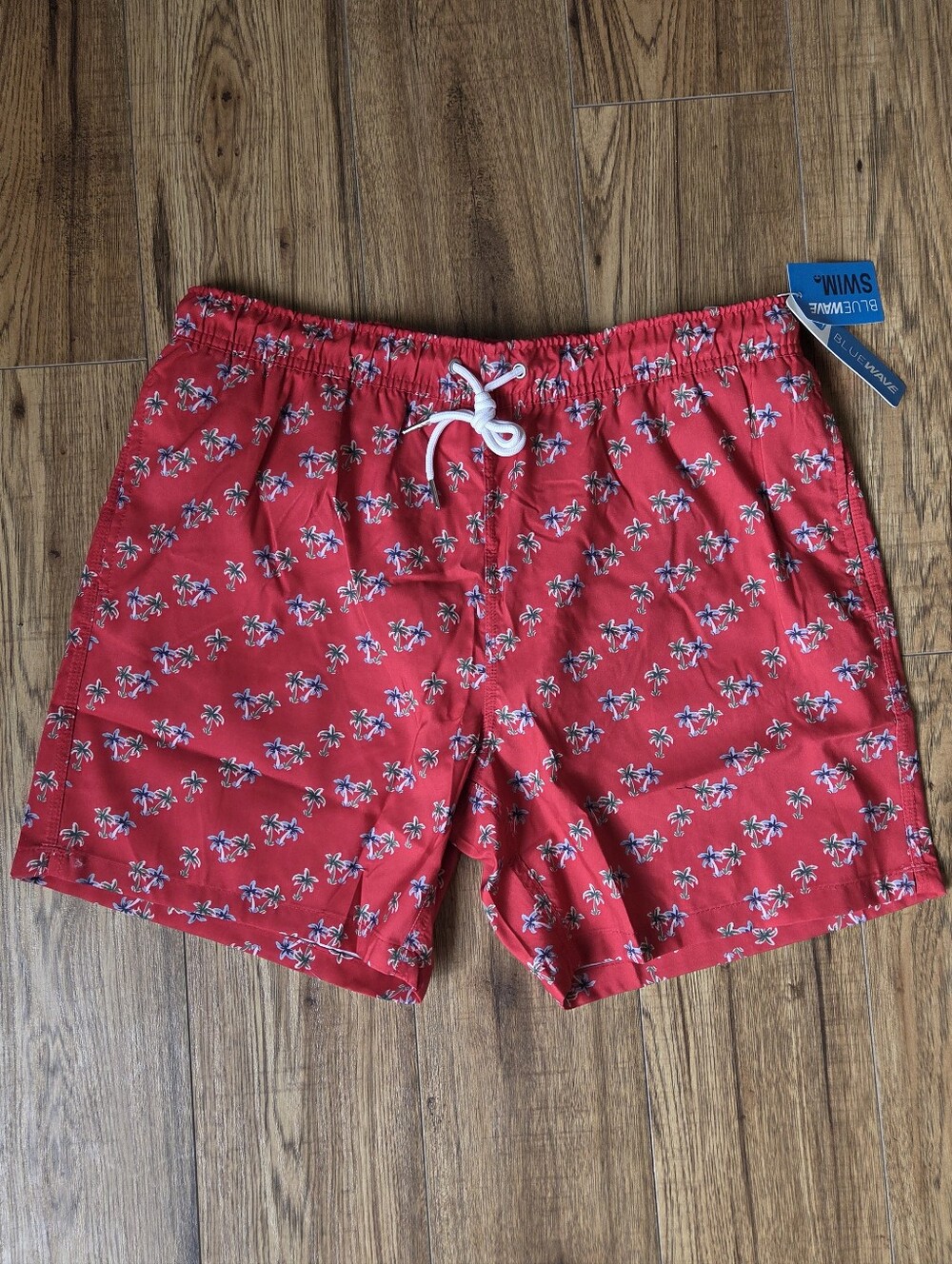 Blue Wave Men's Red Floral Swim Trunk Size XL